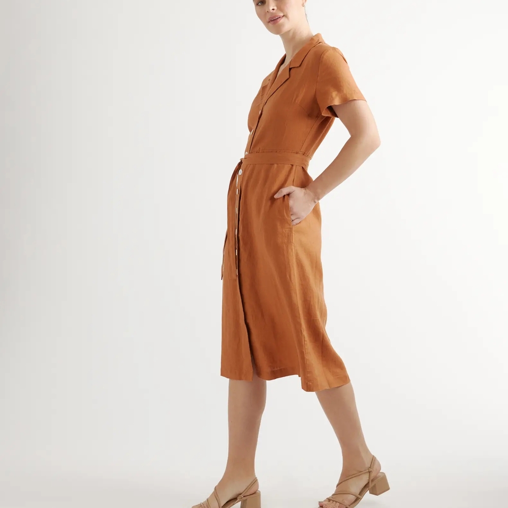 Quince 100% European Linen Midi Dress